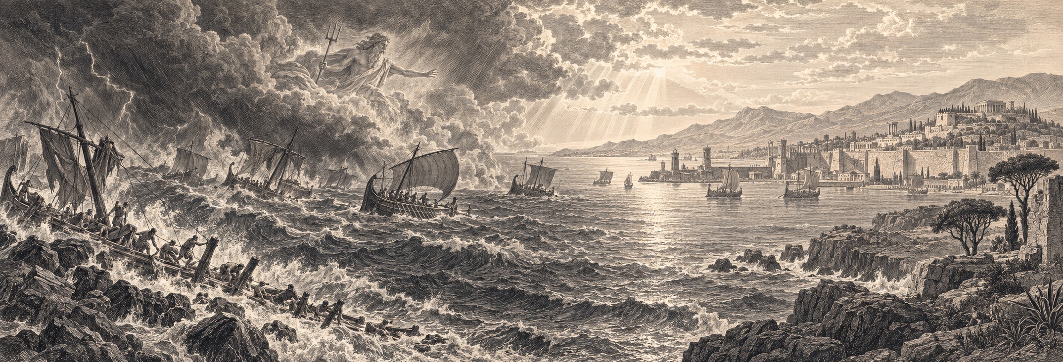The Aeneid — the Trojan fleet driven through a storm toward Carthage