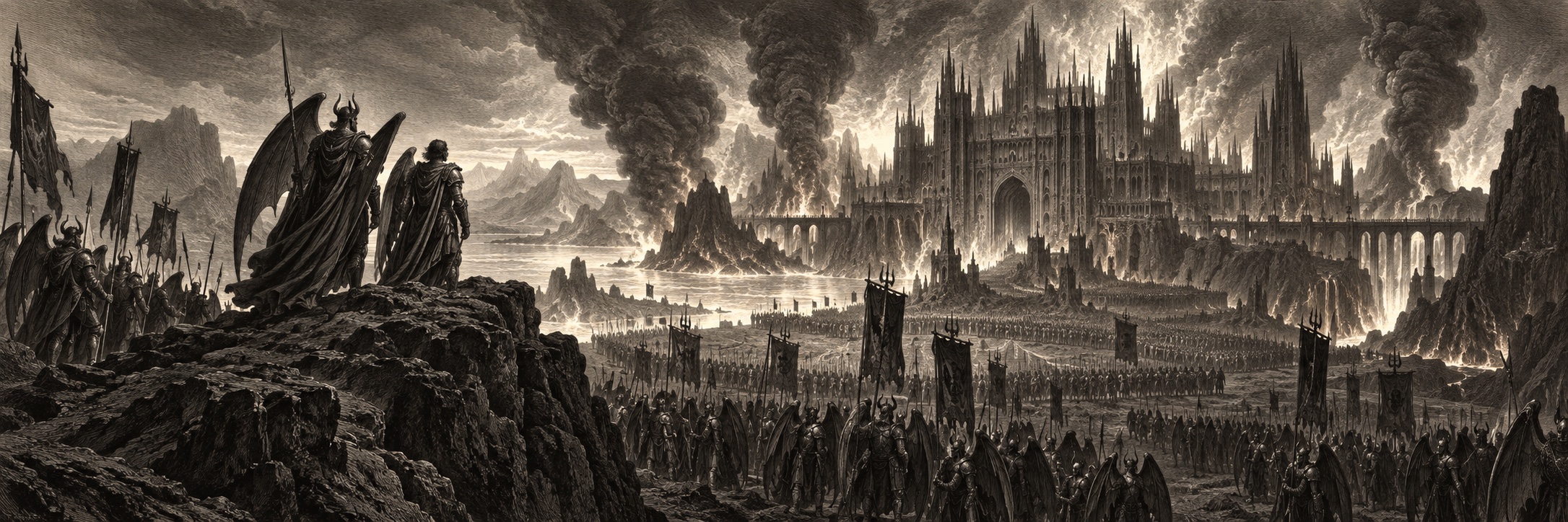 Paradise Lost — the fallen angels assembling before Pandemonium